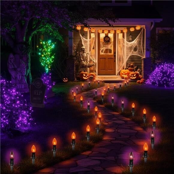 Halloween Pathway Lights Outdoor,10 Pack Halloween Party Decor Stake Lights - Picture 6 of 8